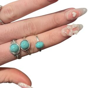 Turquoise and Silver Ring Set